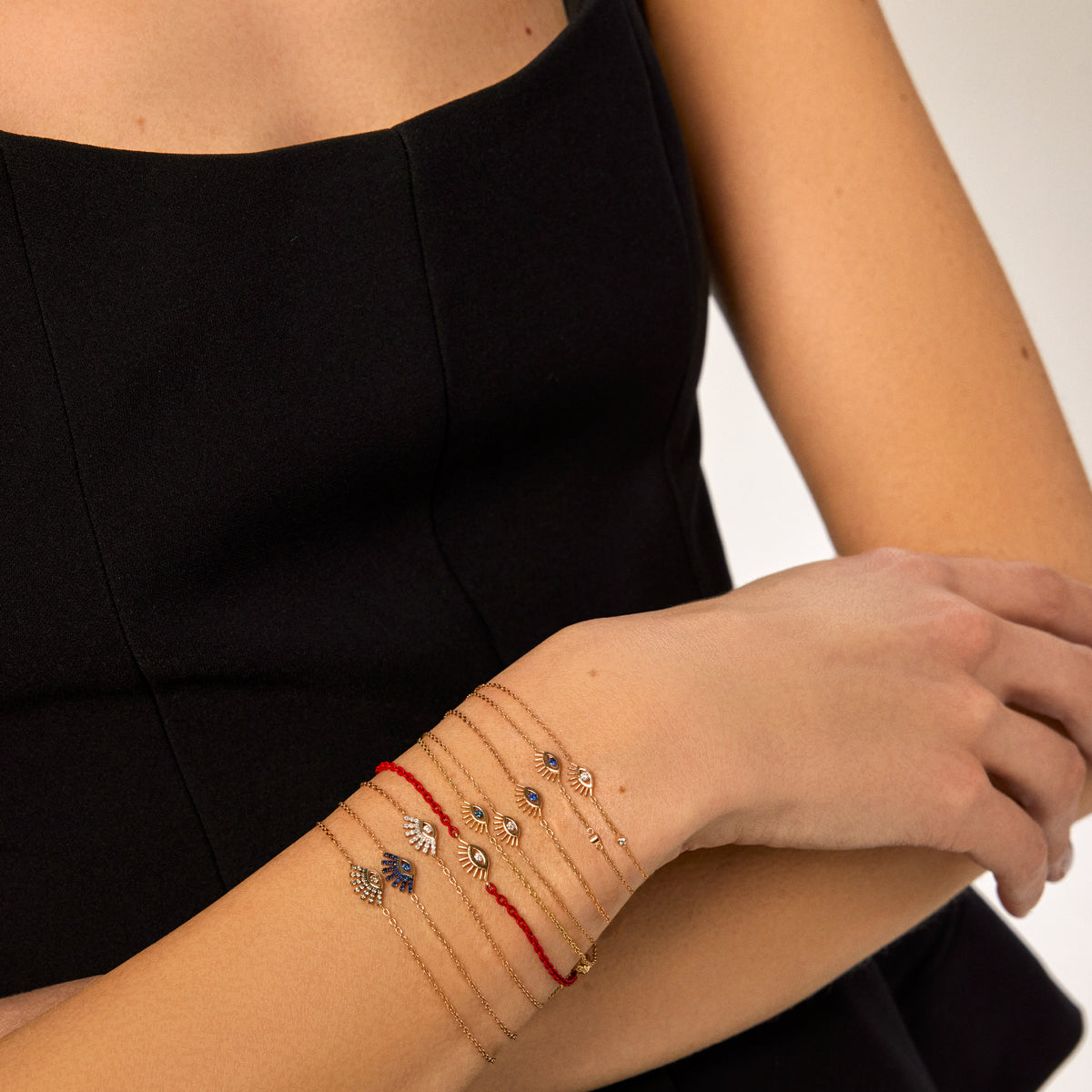 Pave Evil Eye İnce Zincir Bilezik